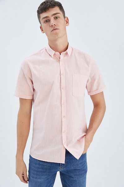 DeFacto Slim Fit Basic κοντό μανίκι 100 βαμβακερό πουκάμισο R1706az23sm
