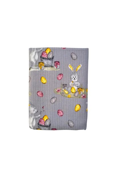 Kotonia Home Tablecloth, Easter, 100% Cotton, Embossed Fabric, Grey 1, 160x160 Cm