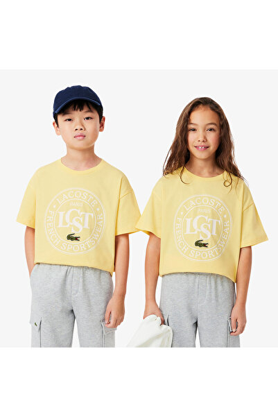 Lacoste Çocuk Bisiklet Yaka Baskılı Sarı T-Shirt
