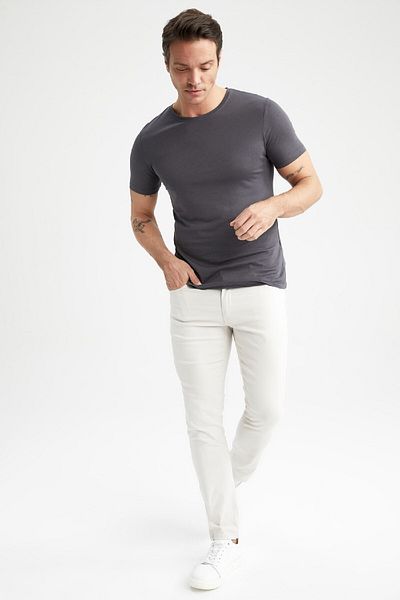 DeFacto Slim Fit Crew Neck - Modal Blended Cotton Basic Απλό κοντομάνικο T-Shirt M6606az23sp