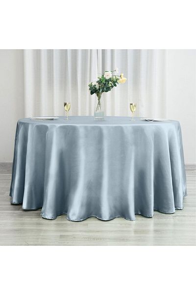 Kotonia Home Tablecloth - Round With Diameter 240 Cm, Damask Satin Delux, 100% Cotton, Grey Silver