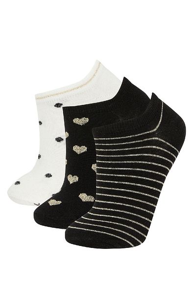 DeFacto 3-teilige Baumwoll-Booties-Socken für Damen Y6654azns