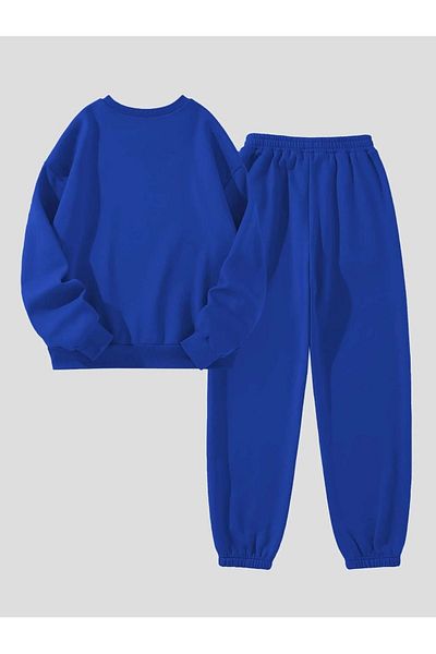 VBSVİBES طقم بدلة رياضية من Sax Blue CREW NECK من الأسفل إلى الأعلى LOS ANGLES