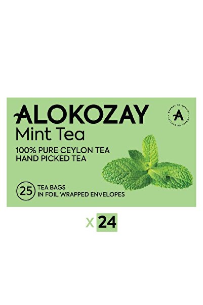 Alokozay شاي النعناع - 25 كيس شاي في مظاريف مغلفة بورق القصدير، عبوة من 24 كيسًا