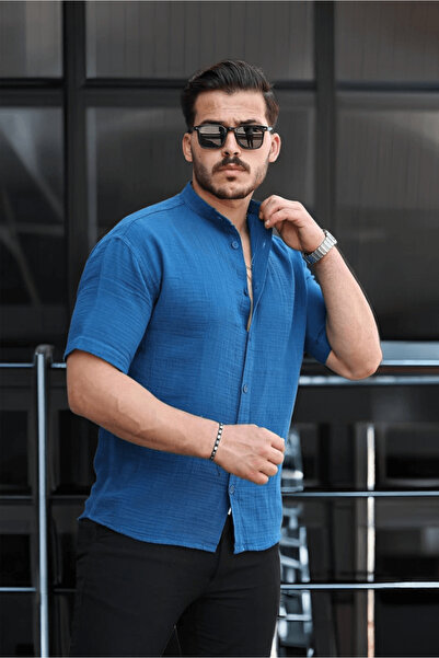 Valiberta Πουκάμισο με κοντό μανίκι από ύφασμα Judge Collar Muslin - Indigo