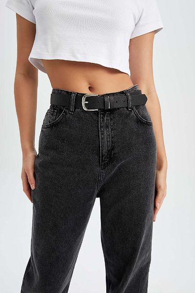 DeFacto Dámský opasek Jean Belt z umělé kůže s obdélníkovou přezkou W3612azns