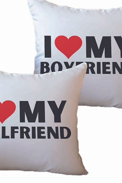 qoeuyl boutique I Love My Boyfriend/Girlfriend Romantic Spouse Lover Double Printed Satin Pillow