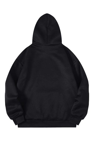 DUBU BUTİK New York Queens Sweatshirt - Black Printed Oversize Hoodie