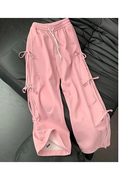 DEEFWEAR Y2k Κορδέλα Λεπτομέρεια Πλεκτό Παντελόνι Φούτερ