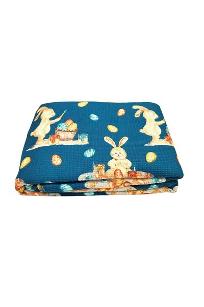 Kotonia Home Față de masă, Paște, 100% bumbac, material embosat, Acvamarin 1, 160x160 cm