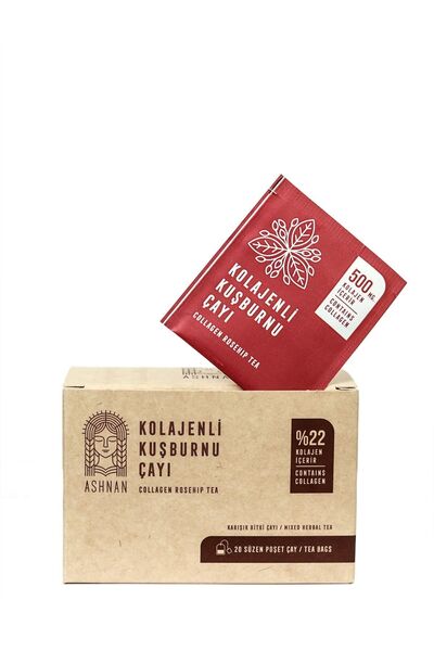 Ashnan Kolajenli Kuşburnu Çayı Zarflı 20 Süzen Cay Hidrolize Kolajen Peptit T...