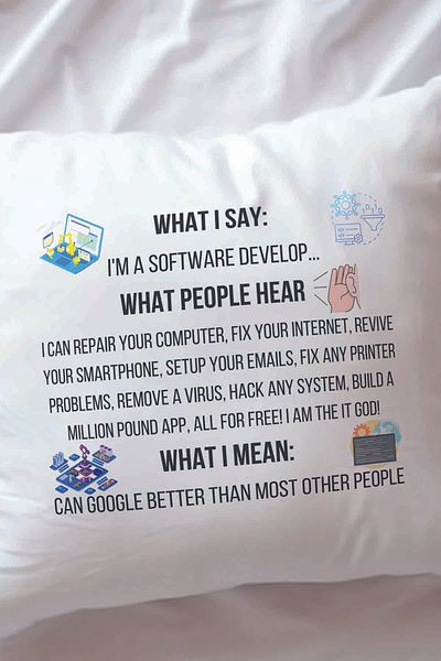 qoeuyl boutique What I Say What People Hear Printed Software Gift Fiber Satin Decorative Pillow