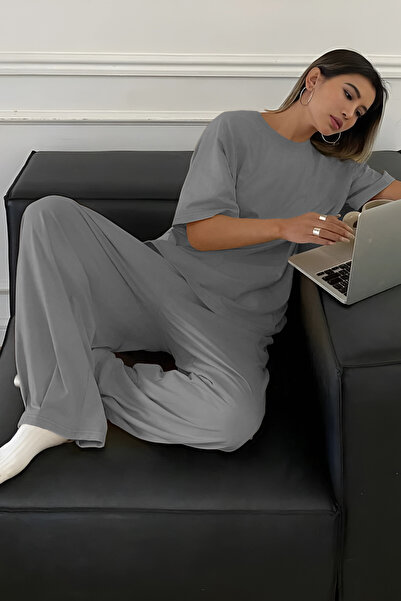 OKULCUBABA طقم بيجامة نسائية مكشوف الخصر برباط خصر