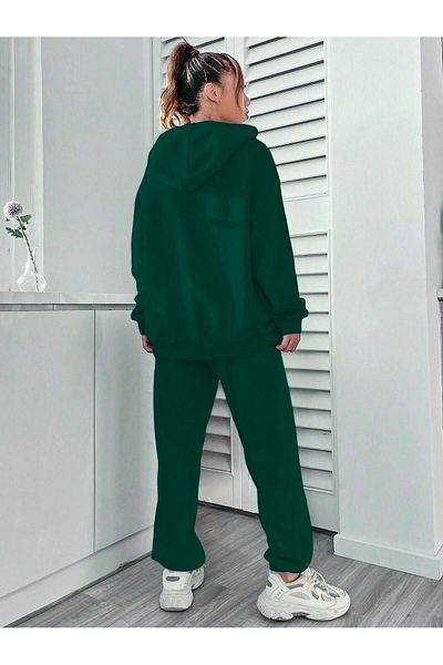 DUBU BUTİK طقم بدلة رياضية بغطاء للرأس مقاس كبير من Happiness - سويت شيرت مطبوع عليه Nefti وJogger