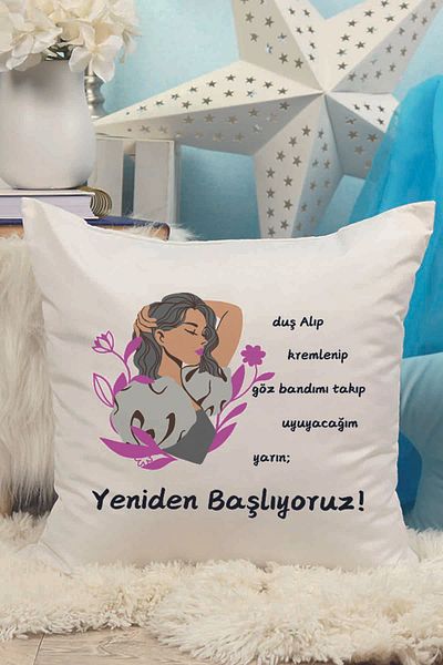 qoeuyl boutique Tomorrow We Start Again Printed Motivational Gift Fiber Satin Decorative Pillow