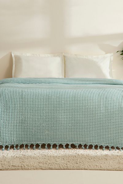Karaca Home Mady 100% Cotton Waffle Double Single Pique Blue