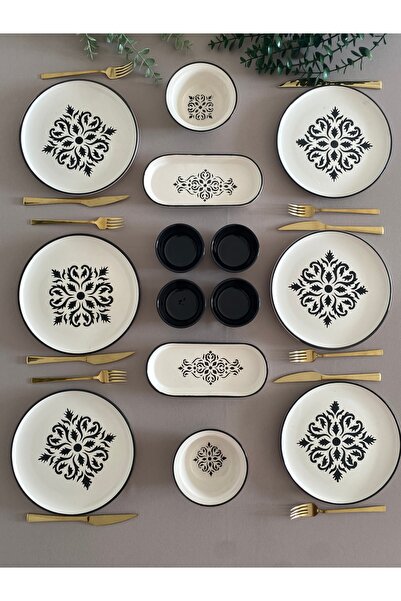 Borser Siyah Desenli 6 Kişilik 14 Parça Kahvaltı Takımı [ 2 ]