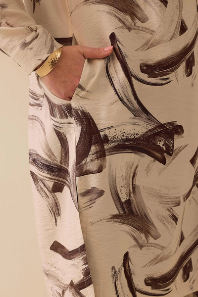 Gala-Xi Galaxi Women's Large Size Patterned Underwear Blouse Top Suit 4002 Cream