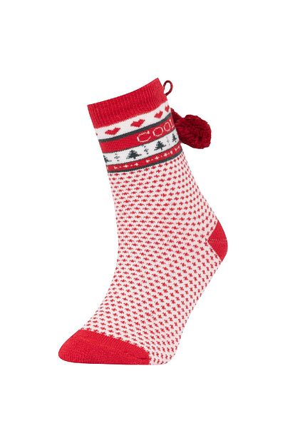 DeFacto Girl's New Year's Themed 2-Piece Cotton Long Socks Z3921A6Ns