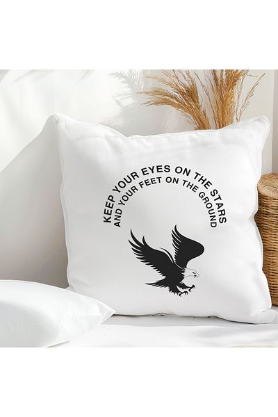 qoeuyl boutique Keep Your Eyes on the Stars Printed Motivational Gift Fiber Satin Decorative Pillow