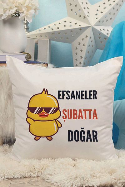 qoeuyl boutique Legends Are Born in the Branch Printed Birthday Gift Fiber Satin Decorative Pillow