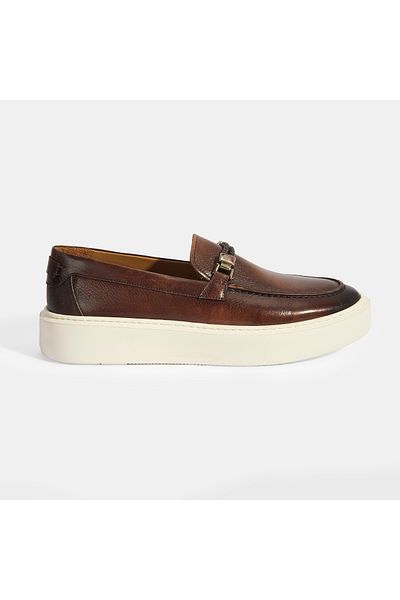 Desa Men's Tan Leather Loafer with Buckle Accessories