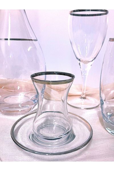 DECOSTYLE Extra Silver 49 Piece 12-Person Paşabahçe Lyric Series Glass Set