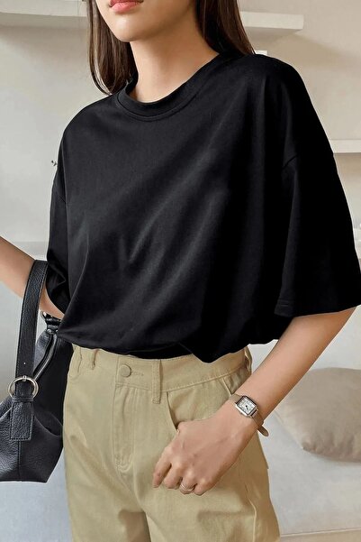 DUBU BUTİK Μπλουζάκι Unisex Μαύρο βαμβακερό Oversize Brooklyn Printed