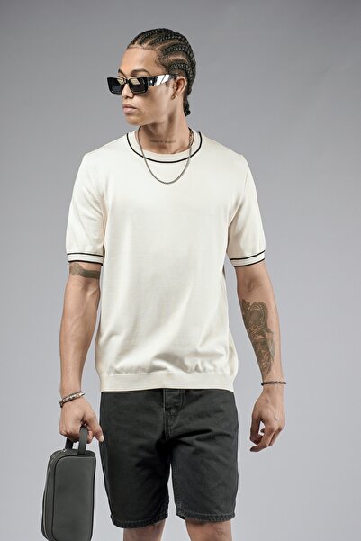 Butik TREND BİZ Bisiklet Yaka Regular Kalıp Kısa Kollu Triko T-Shirt