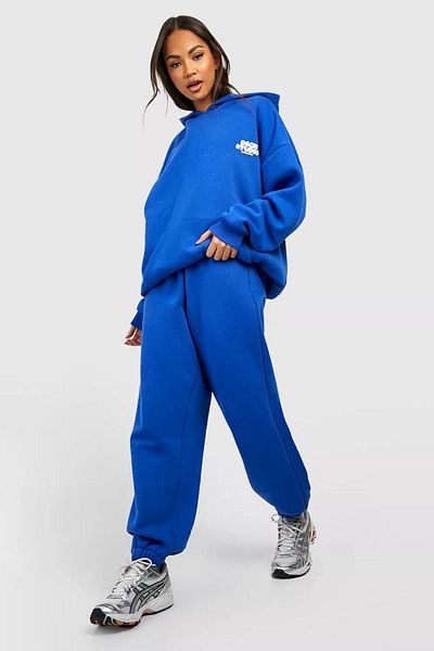 DUBU BUTİK طقم بدلة رياضية من Sax Blue Dsgn Studio - مقاس كبير مطبوع بغطاء للرأس