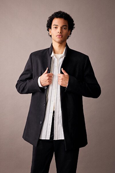 DeFacto Stamped Slim Fit kabát – stojáček, kapsa na knoflík, podšitý, N5811Az23Au