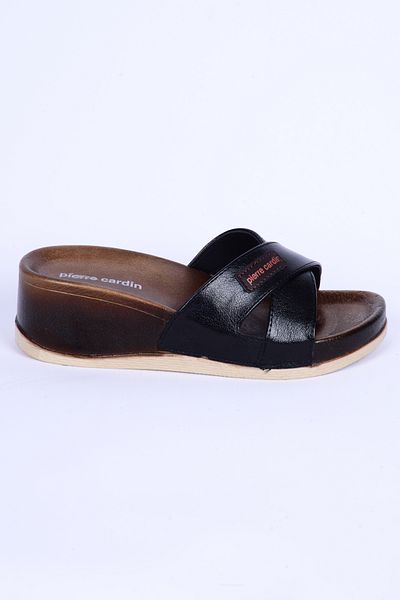 Pierre Cardin 7010 Papuci de damă cu talpă ortopedică cu talpă înaltă neagră Daily