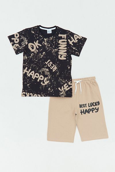 Fulla Moda Text Printed Boy's Shorts Suit