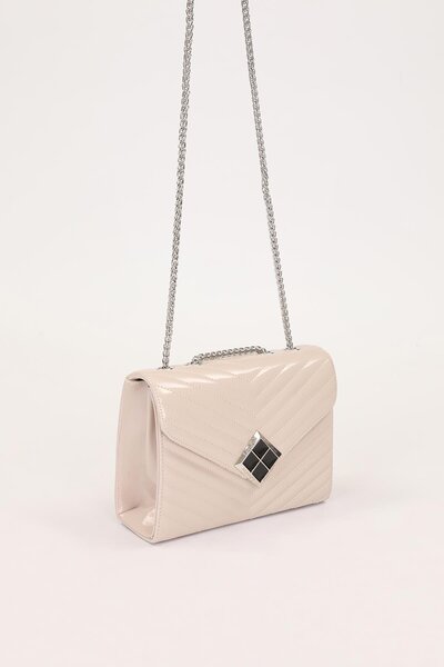 Levidor Mink Patent Leather Baklava Buckle Detail Shoulder Bag