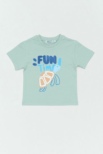 Fulla Moda Fun Embroidered Crew Neck Boy's T-Shirt