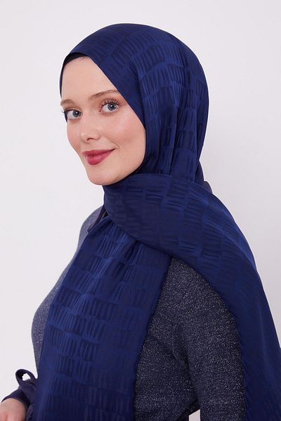 Levidor K.Navy Blue Drop Pattern Blue Jacquard Shawl