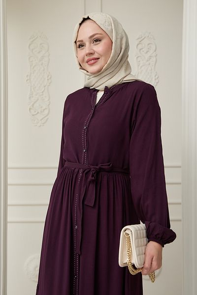 InStyle Rochie mov din viscoză cu puncte în față