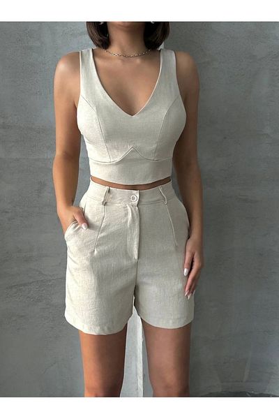 ufukmoda Linen Suit with Shorts S255014