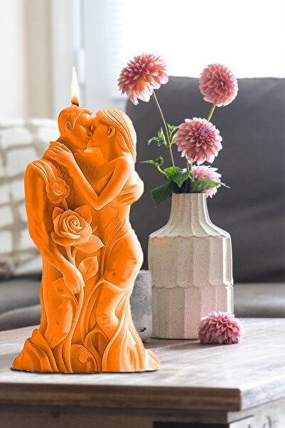 FANTASTİK SANAT ATÖLYESİ Sarılan Sevgililer Aşk-ı Amber Kokulu Aşka Çağrı Mum...