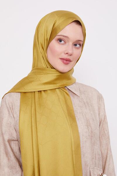 Levidor Pistachio Green Honeycomb Pattern Monogram Silk Shawl
