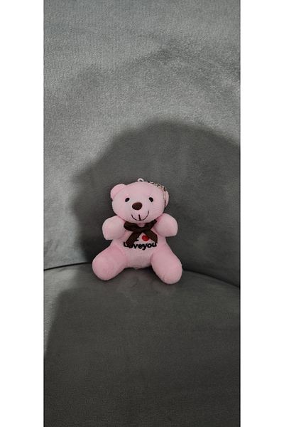 LUZAB I Love You Written Luxury Plush Teddy Bear Keychain 10 cm Ornament Material Pink