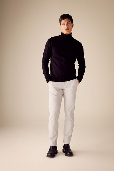 DeFacto Pulover negru, slim, slim, cu gât țesut, tricotaj simplu, R1124az23wn