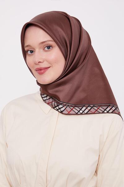 Levidor Μεταξωτό κασκόλ σε καρό καφέ