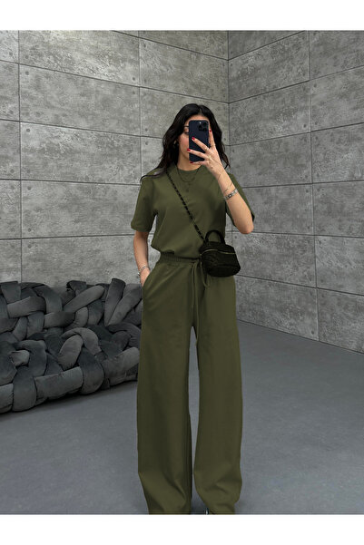 OKULCUBABA Γυναικείο άνετο καθημερινό κοντομάνικο σετ