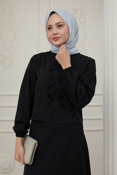 InStyle Black Suit with Ribbon Detail Skirt