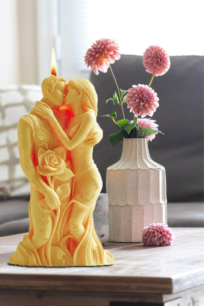 FANTASTİK SANAT ATÖLYESİ Sarılan Sevgililer Aşk-ı Amber Kokulu Aşka Çağrı Mum...