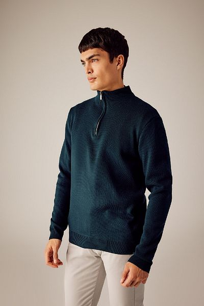 DeFacto Basic-Strickpullover mit Stehkragen und Reißverschluss – Standard Fit A5184ax23wn