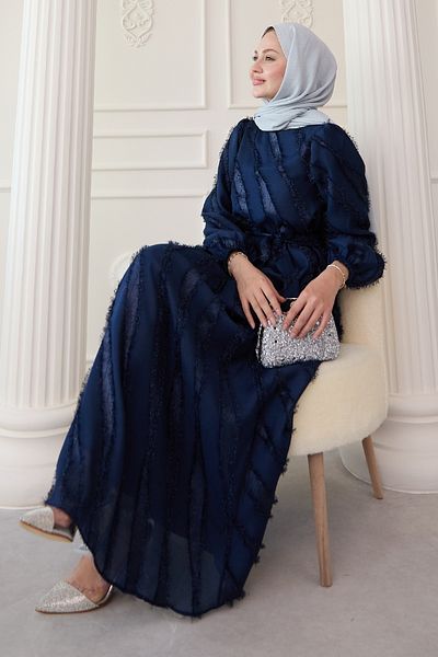 InStyle Φόρεμα σατέν σιφόν με φούντα με λάμψη
