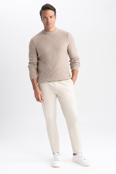 DeFacto Standard-Passform, normaler Schnitt, Rundhalsausschnitt, Jacquard-Strickpullover, A5234ax23wn