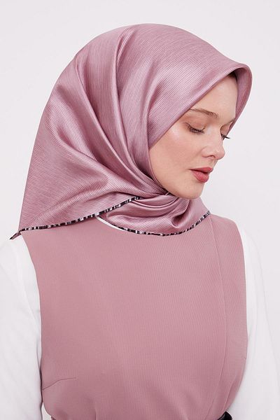 Levidor Μεταξωτό μαντίλι Dusty Rose ριγέ Twill